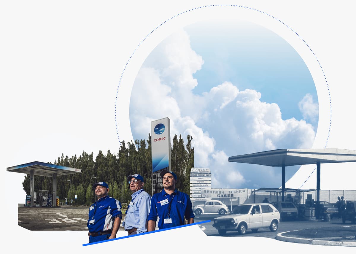 Trabajadores Copec en estación de servicio