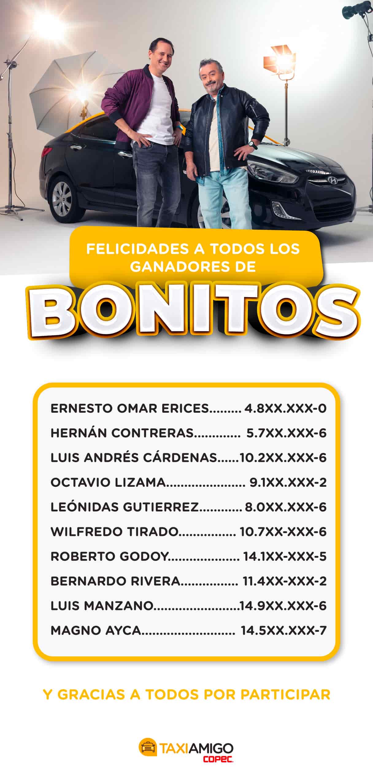 Ganadores Bonitos de TaxiAmigos