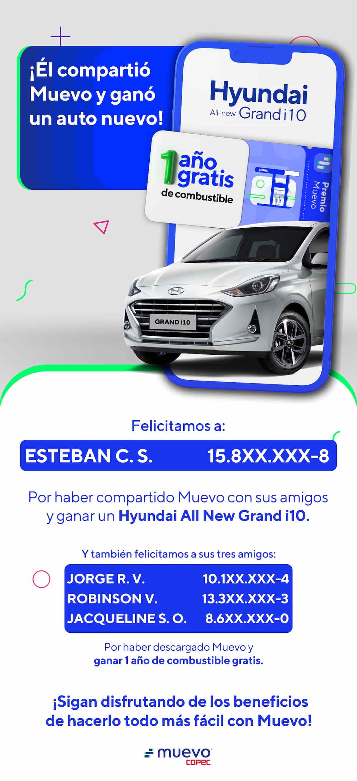 Ganador auto nuevo Hyundai Copec